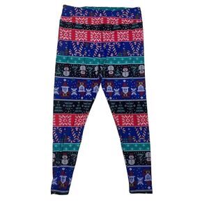 LuLaRoe Womens Leggings Size TC2 Christmas Fair Isle Snowflakes Plus 18+ NWT‎